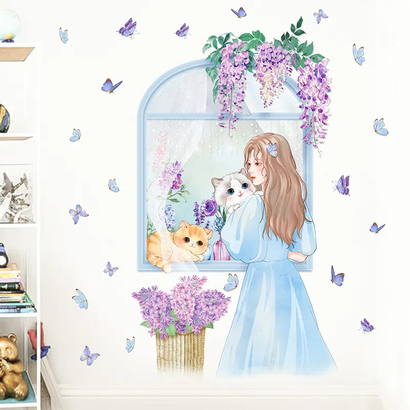 Home Decoration Self Adhesive Cute Wall Stickers for Girls Room PVC Sticker