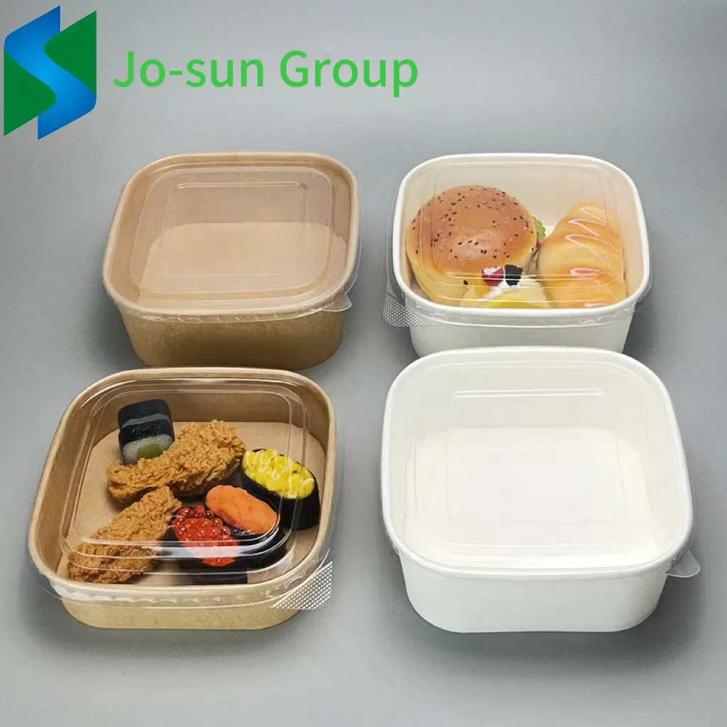 12 Oz 16 Oz 24 Oz 32 Oz Disposable Kraft Paper Food Container Square Salad Bowls with Lids