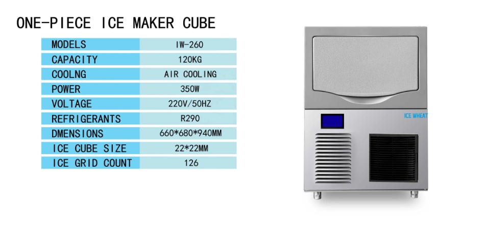 Commercial Cube Ice Machine 120kg/24h Ice Cube for Restaurant and Bar Ice Maker
