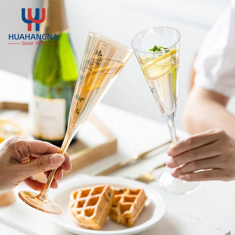 Kitchen & Tabletop 145ml Hand Made Thin Stem Creative Grey Crystal Coupe Champagne Glasses for Wedding Party Birthday