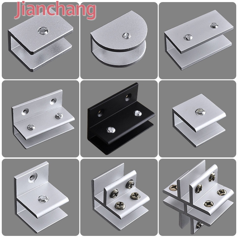 Zinc Alloy Glass Shelf Clip Square Fixed Layer Board Clamp Furniture Hardware Shower Room Glass Holding Clips
