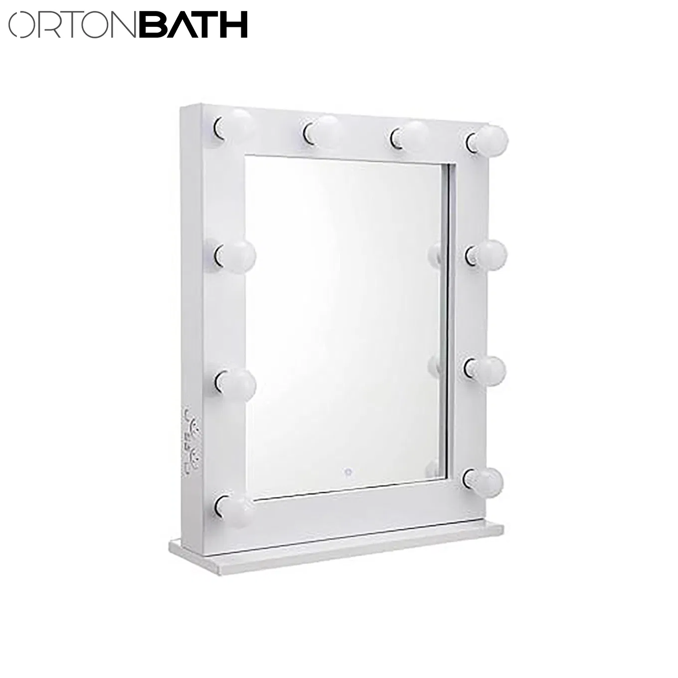 Ortonbath Mirror with Lights, Hollywood Lighted Makeup Mirror with 9 Dimmable Bulbs & 3 Color Lighting Modes, Detachable 10X Magnification, 360° Rotation