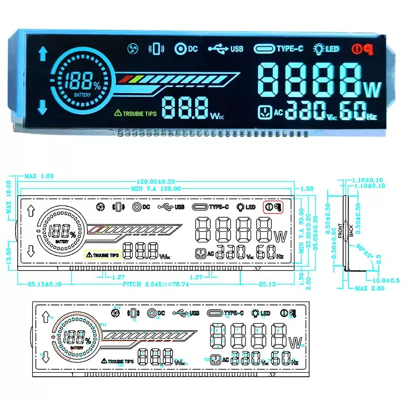 Монохромный 8-разрядный LCD-дисплей Va Tn Low Power
