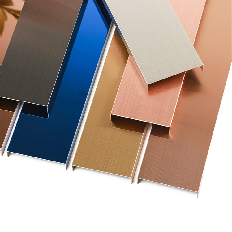 Metal Accessories 304 U Shape Stainless Steel Tile Trim Rose Gold for Kitchen