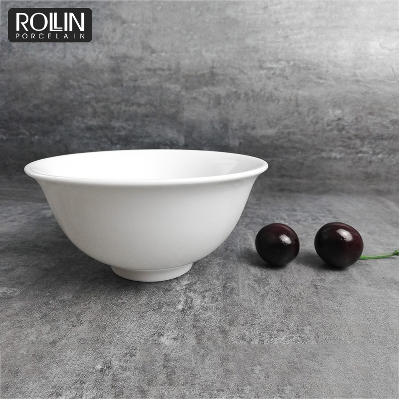 Hot Selling Round White Porcelain Rice Bowl Noodle Bowl