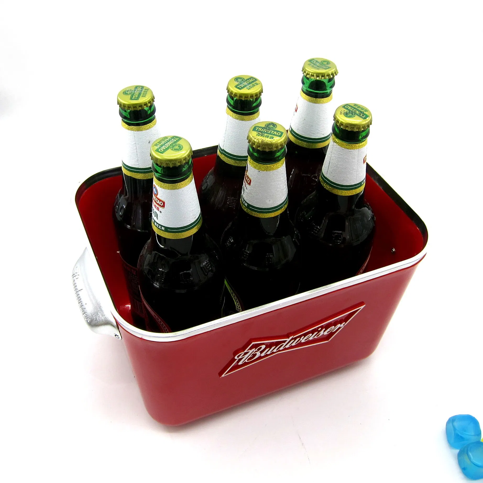 Customized Large Capacity Rectangle Custom Plastic 8L 6 Pack Beer Bottle Holder Wine Cooler Handle Ice Bucket for Barware Party
