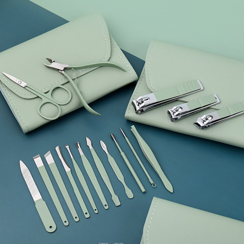 Multi-Function Manicure Pedicure Set Nail File, Tweezer, Cuticle Cutter, Makeup Brushes Mini Manicure Set