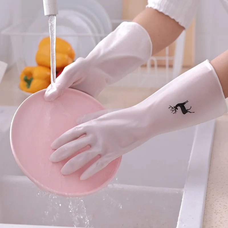 Custom Logo Long Cuff PVC Latex Household Kitchen Gloves Waterproof Cleaning Glove Luvas Guantes