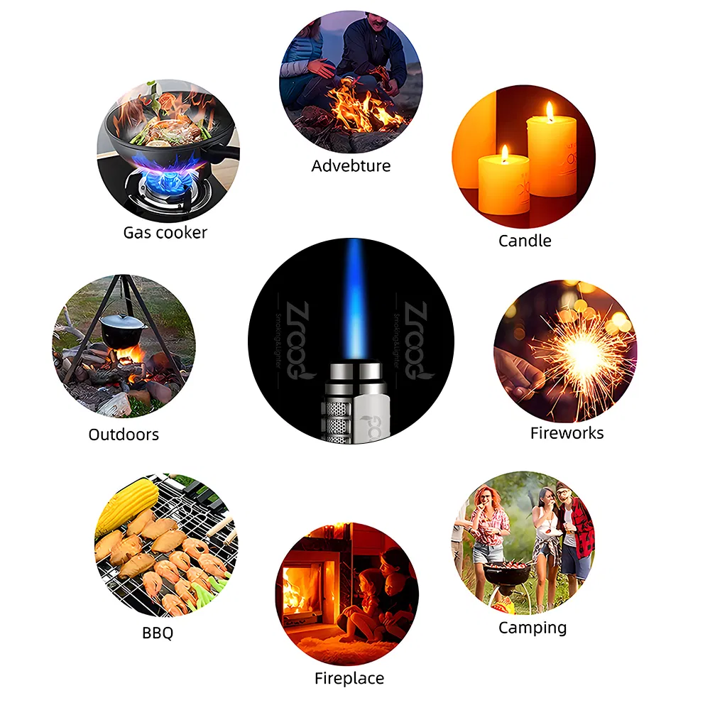 High Jet Flame Butane Gas Lighter Torch Lighters Refillable Adjustable BBQ Fireplace Stove Lighter