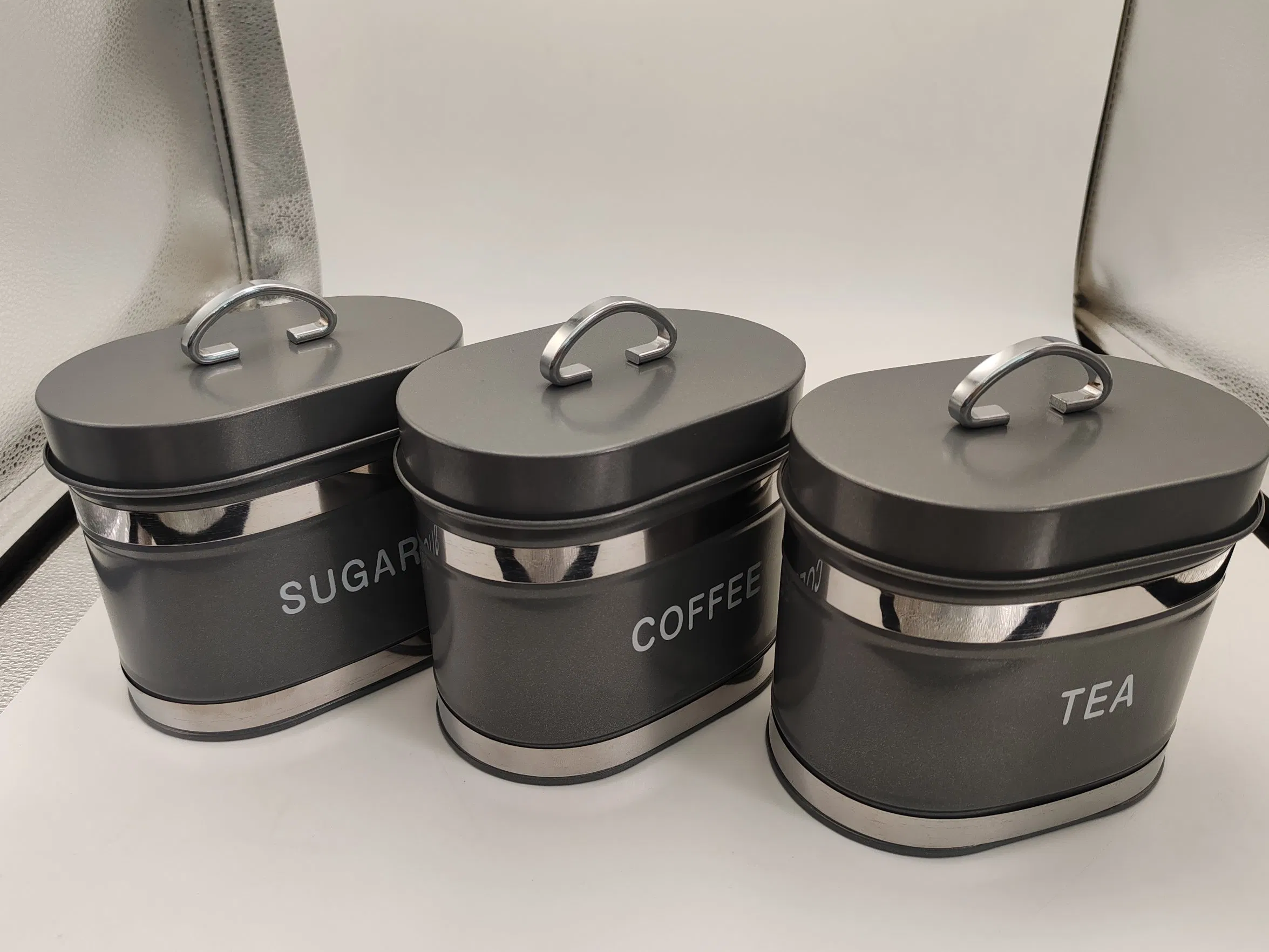 Bread Bin & Canisters Tin Food Storage Kitchen Organizer