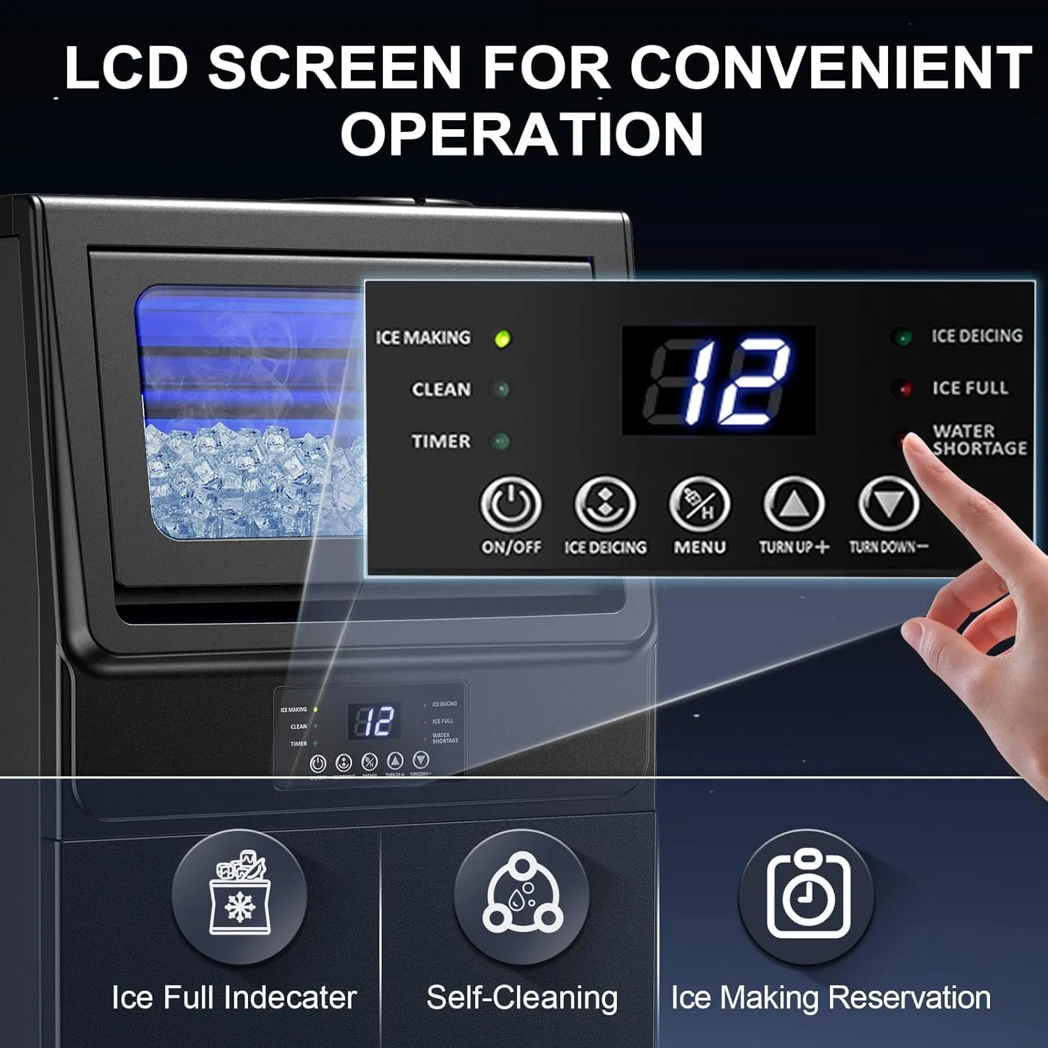 Commercial Ice Maker 100 Lbs / 45kgs Daily Production, Under Counter, Dual Water Inlet
