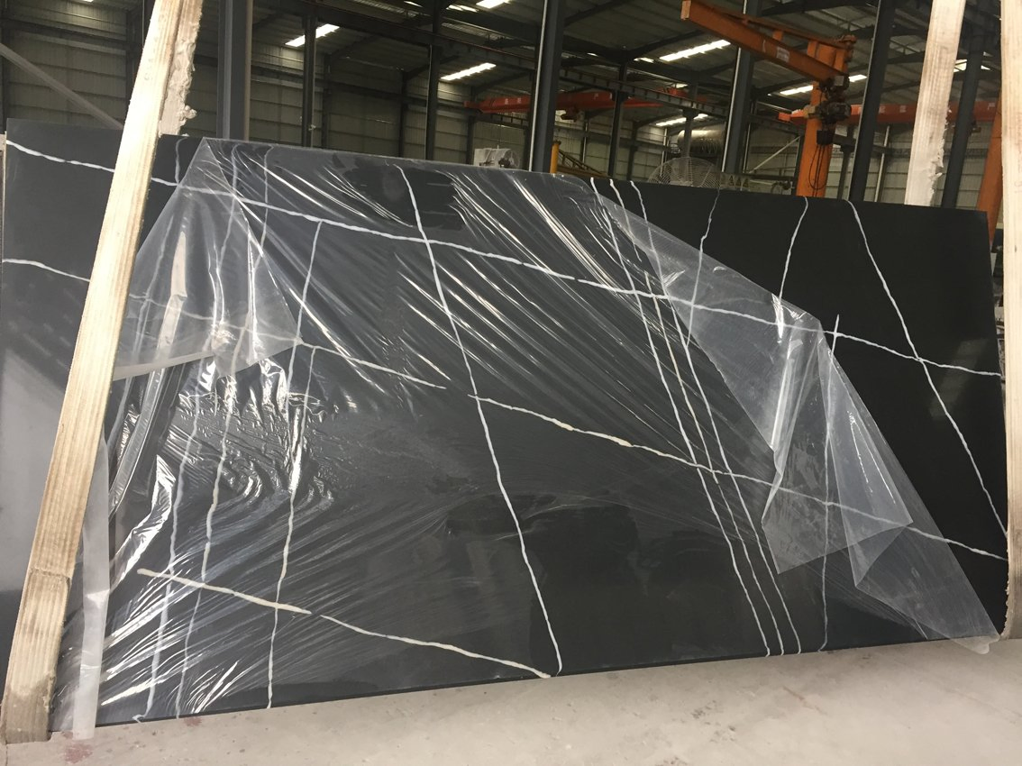High Class Black Marble Granite Artificial Quartz Stone Slab Factory