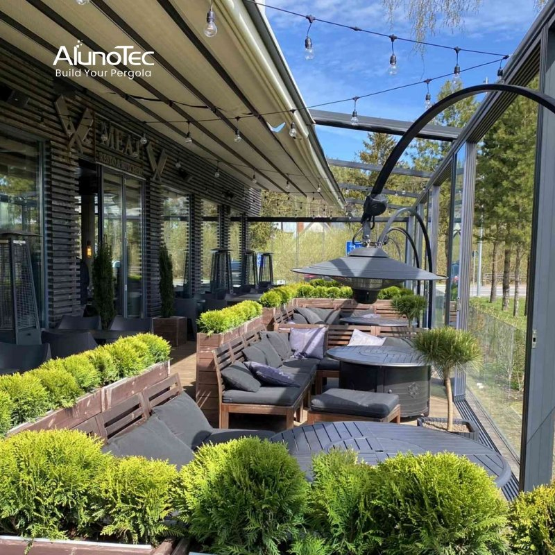 AlunoTec 22X6 4X5 4X6 Meters Waterproof Wind Resistant Garden PVC Motorized Canopy Aluminum Retractable Outdoor Shade Awning