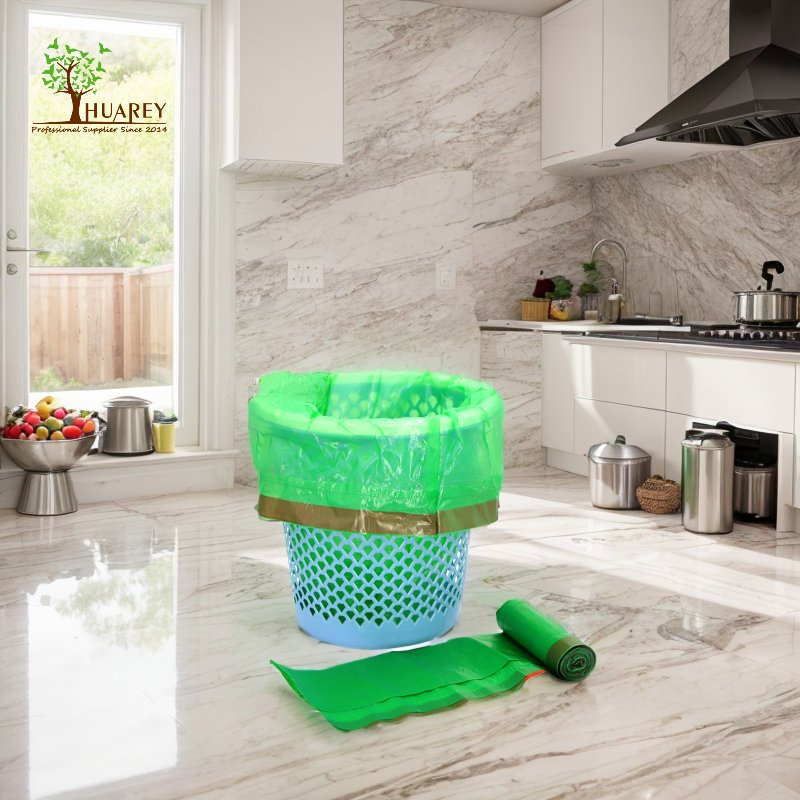 Plastic Kinchen Bin Liner Printing Drawstring Garbage Bag Trash Bag Roll