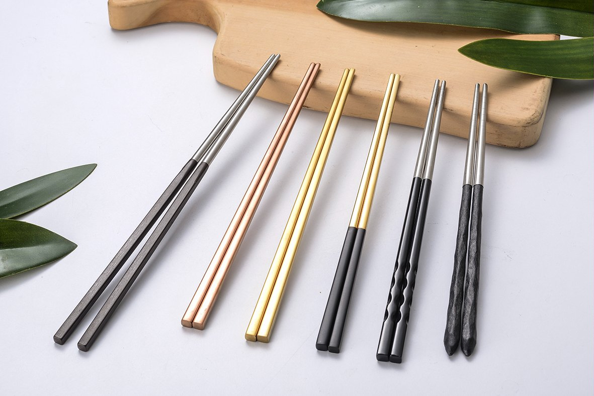 Factory New Design Melamine Korean Style 24cm Alloy Chopsticks for BBQ Restaurant