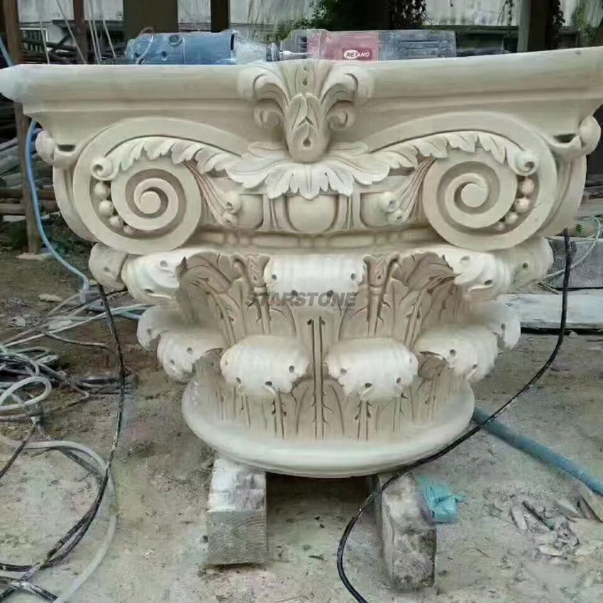 Starstone Modern New Design Large Outdoor Decoration Roman Style Natural Stone Beige Column Marble Travertine Pillars for Home