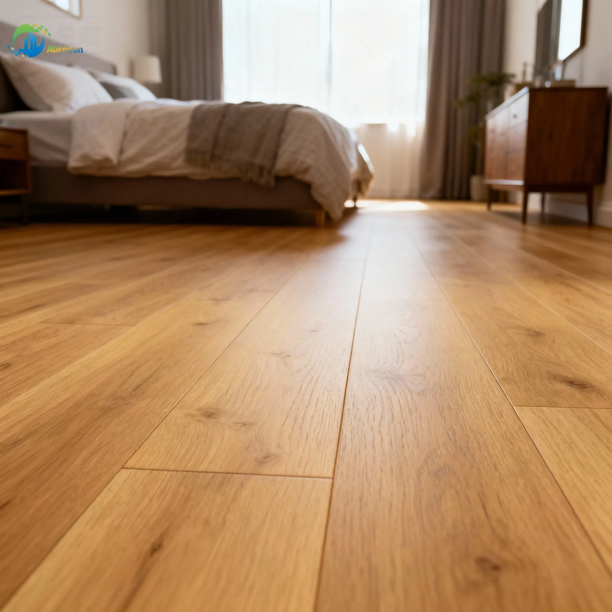 3-Layer Solid Wood Oak Engineered Flooring - Moisture-Proof Office & Hotel Locking Type