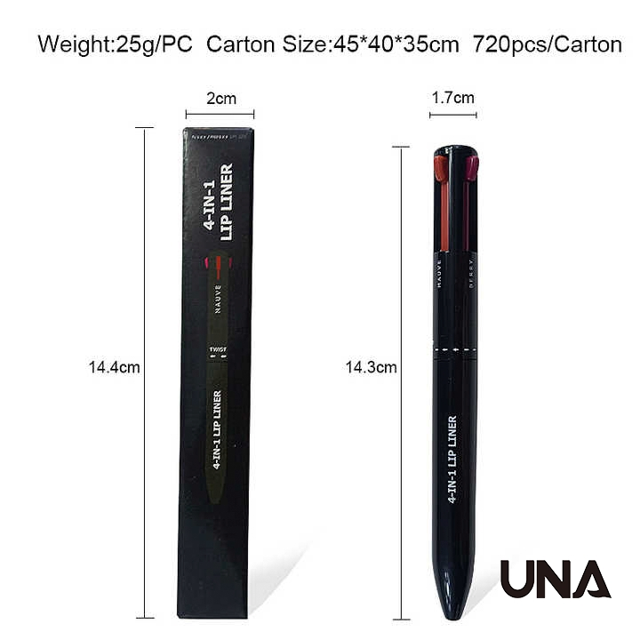 Private Label Customize Long Lasting Lip Liner 4 Refills 4 Colors Lipliner Pencil 4in1 Makeup Pen