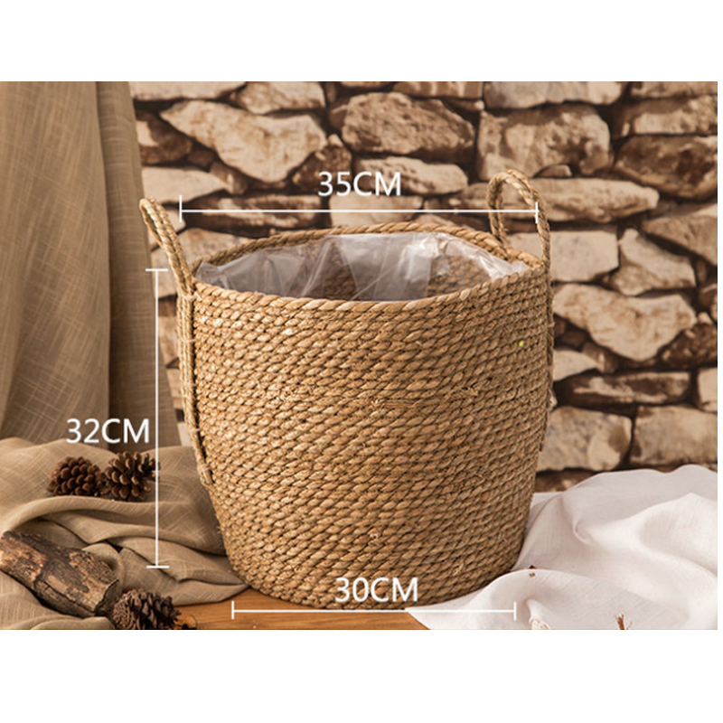 Плетёная корзина-кашпо для цветов в европейском стиле