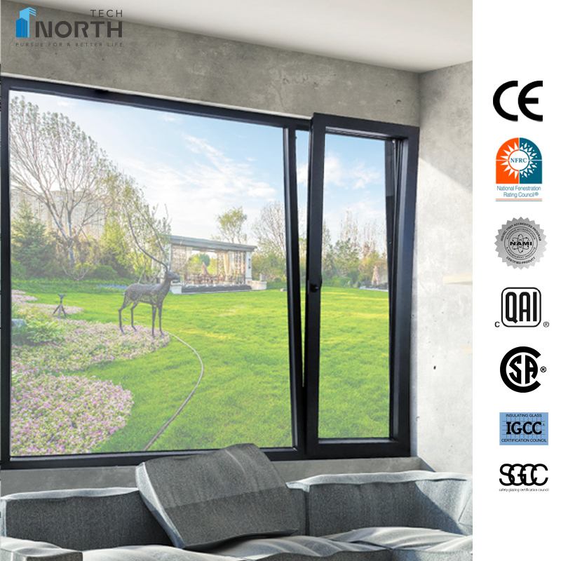 Northtech Casement Sliding Awning Tilt and Turn UPVC PVC Vinyl Aluminum Impact Windows and Doors with Nfrc Nami CE Qai Certification
