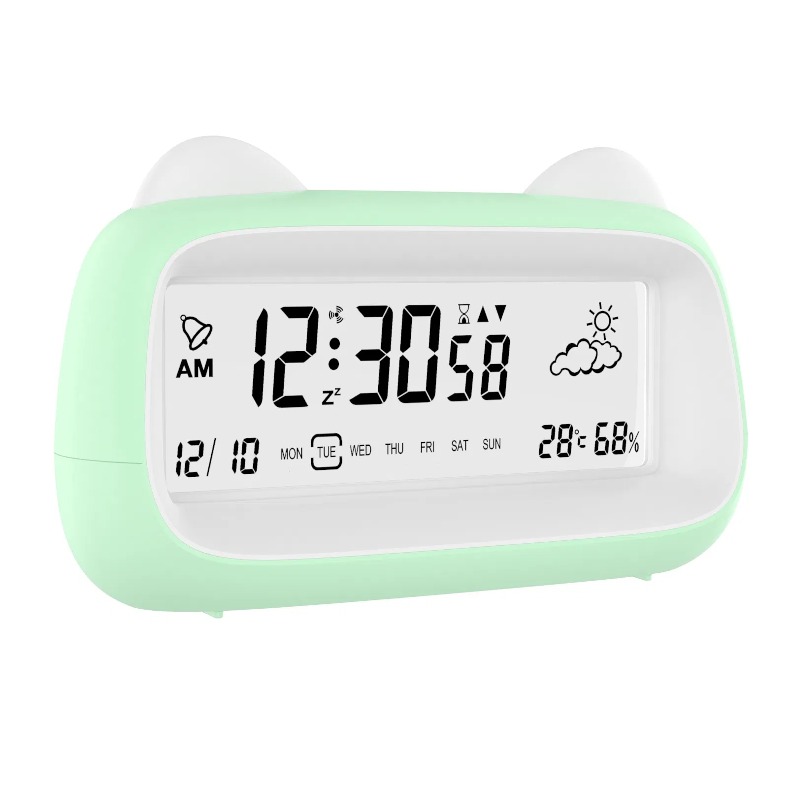 Cute Cat Cartoon Small Alarm Clock for Kids with Electronic LCD Display