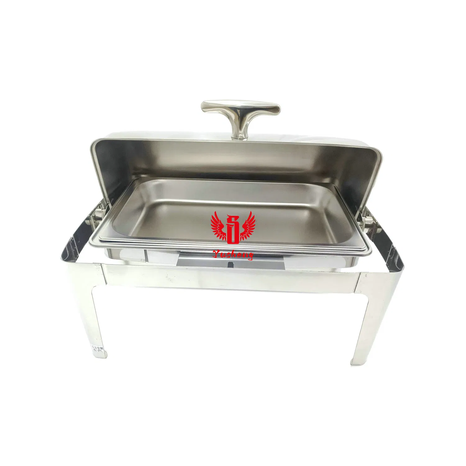High Quality Unvisible Lid Rectangular Silver Steel Buffet Chafing Dish