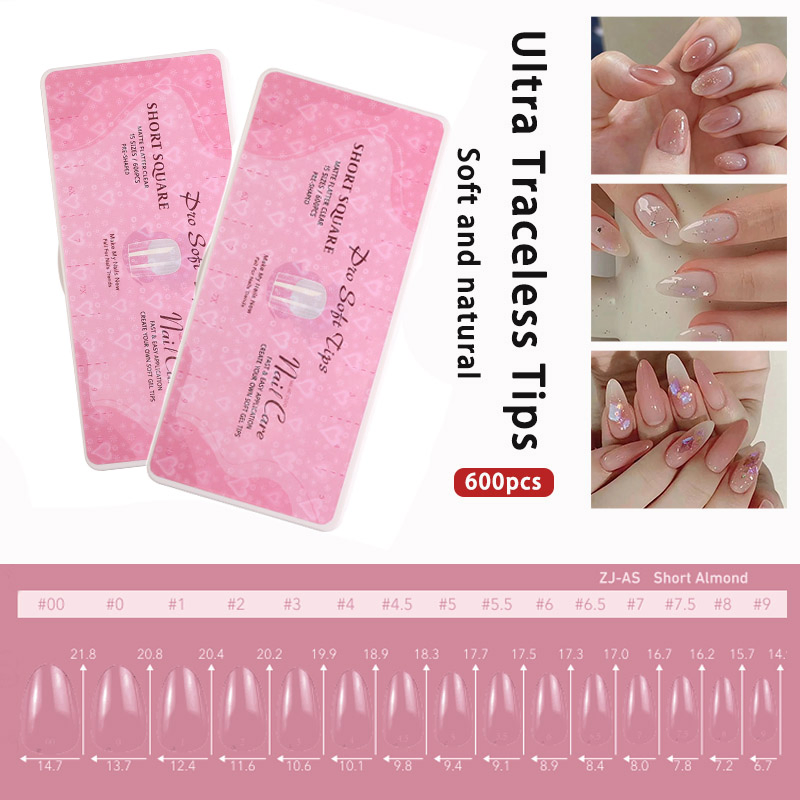 Customize Fake Nail Acrylic Transparent Medium Almond Acrylic Nail for Beauty