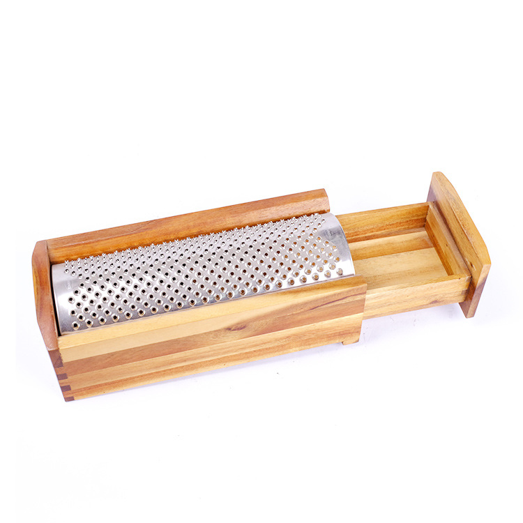 Eco-Friendly Wooden Grater Box with Drawer Fruits Shredder Esg14052