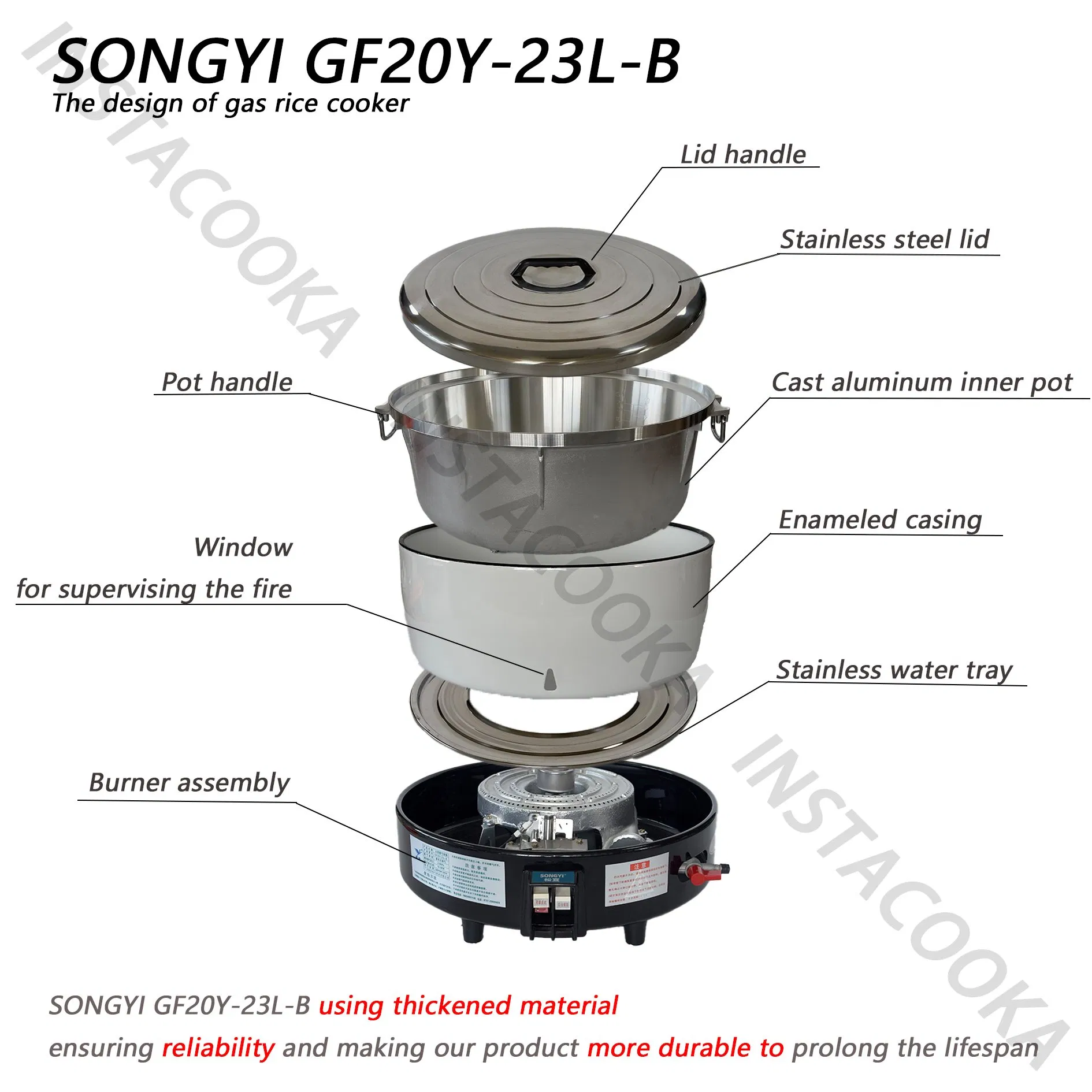 Good Quality Fast Cooking 23L Gas Rice Cooker for Restaurant Use