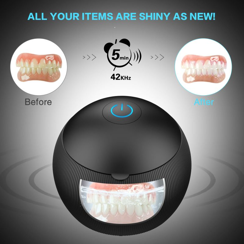 New Household USB Mini Small Portable Jewelry Cleaning Machine Dental False Teeth Aligner Retainer Denture Ultrasonic Cleaner