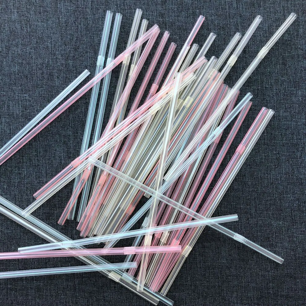 Recyclable Plastic Flexible Drinking Straws with Nude Packing for Families and Restaurants