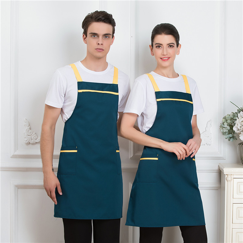 Stylish Color Block Kitchen Apron with Pockets for Chefs