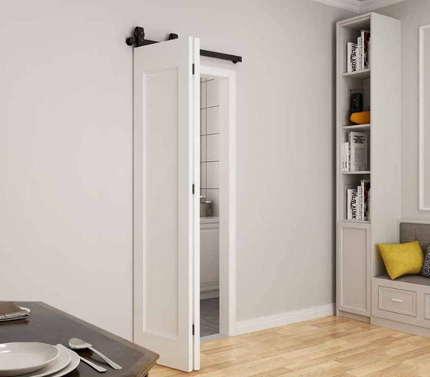 Mounted Black Roller Bifold Door Barn Style Bi Folding Barn Door Kit