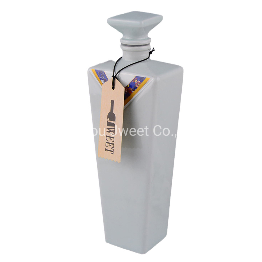 Square Ceramic Bottle Olive Oil Packaging Bottle 750ml