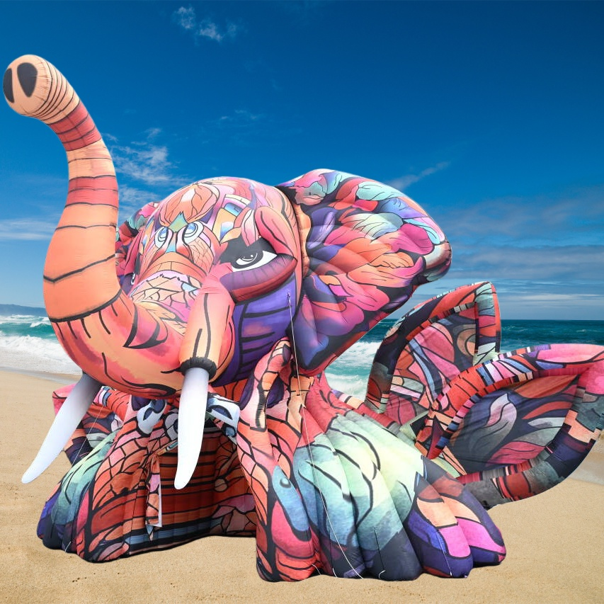 Maxinflatable Music Festival Custom Giant Inflatable Elephant Head Stage Air Model