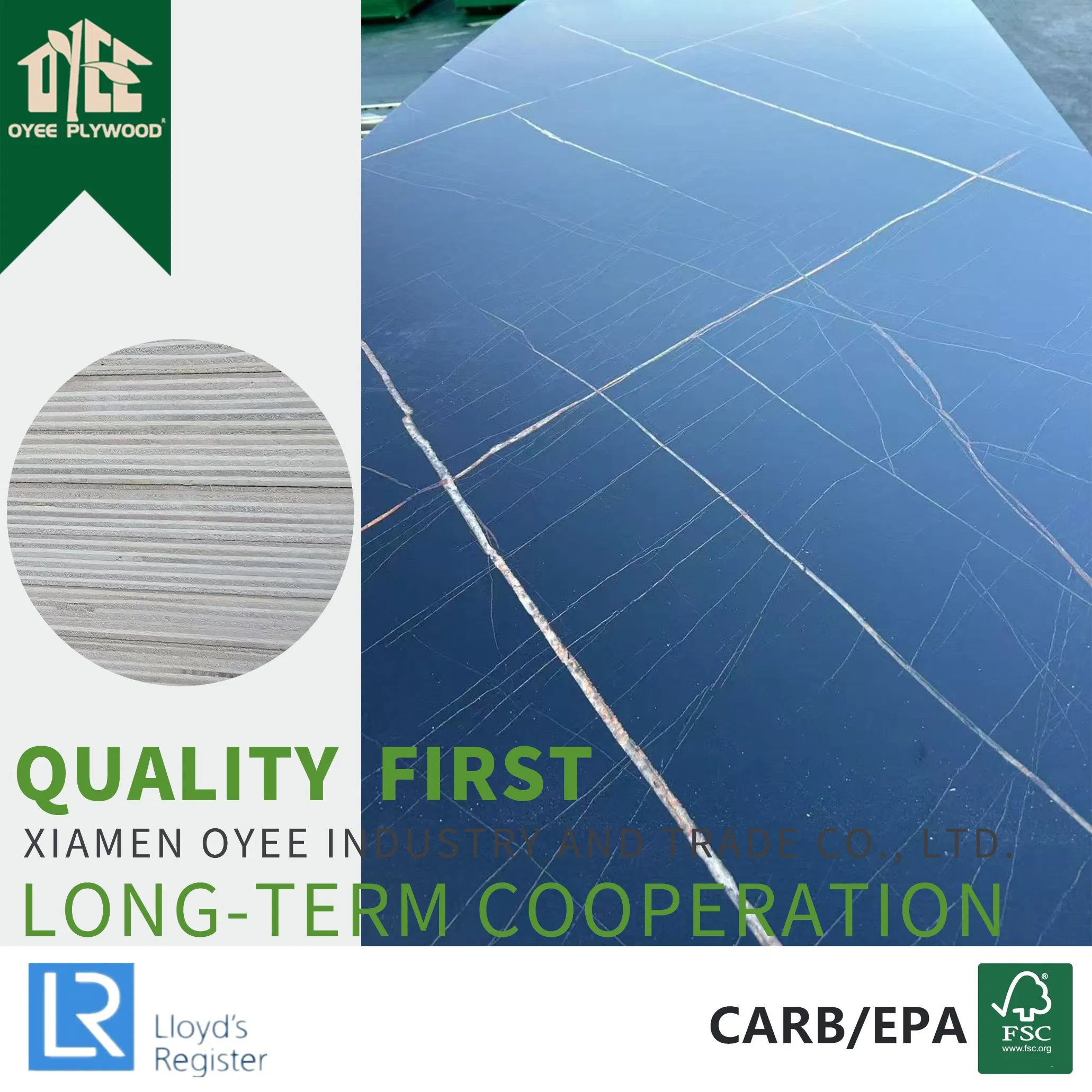 1220*2440 High Quality Melamine/Laminate Plywood with Solid or Wood Grain for Cabinet and Furniture