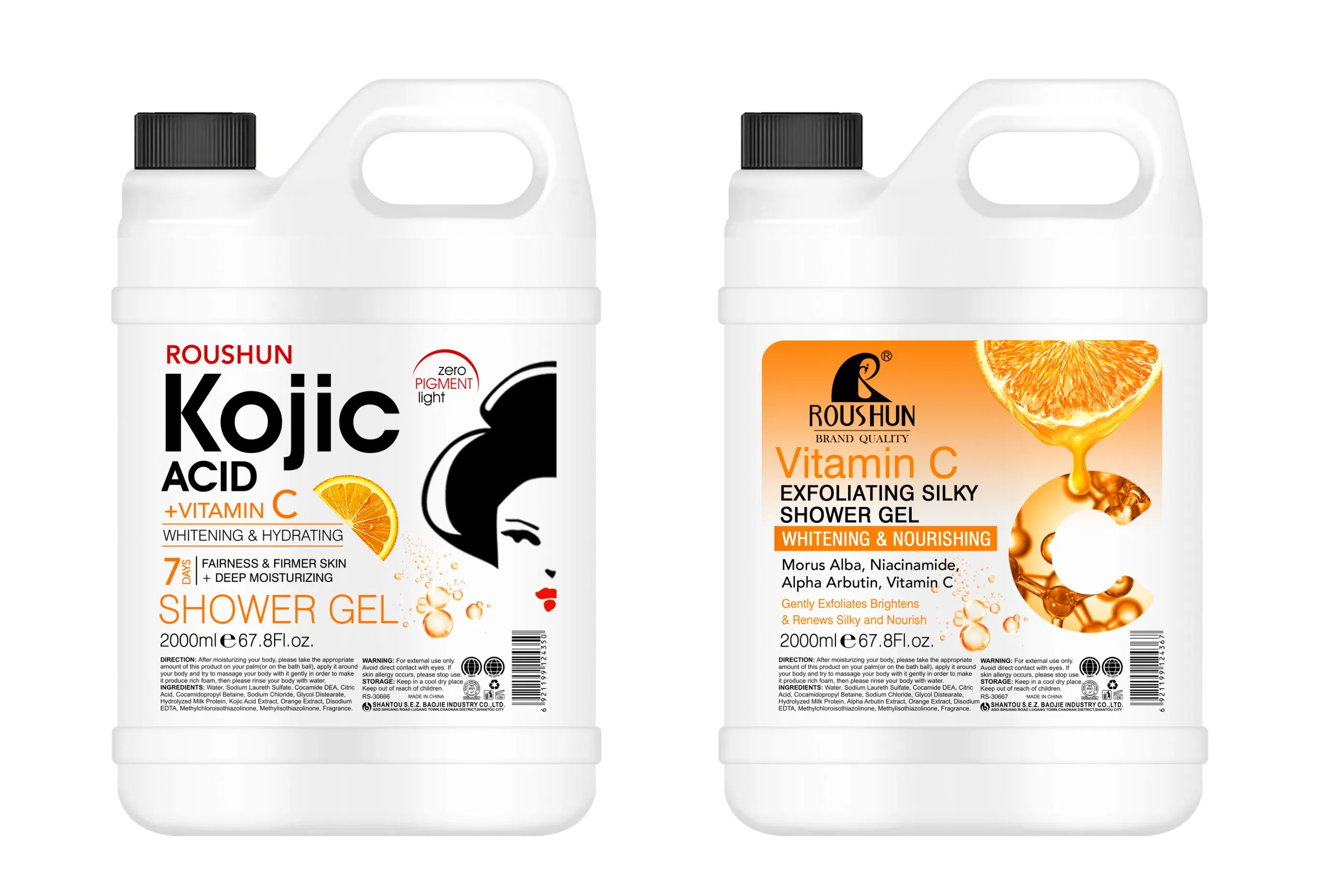 Bulk Kojic Acid Vitamin C Shower Gel Roushun 2000ml Whitening Hydrating