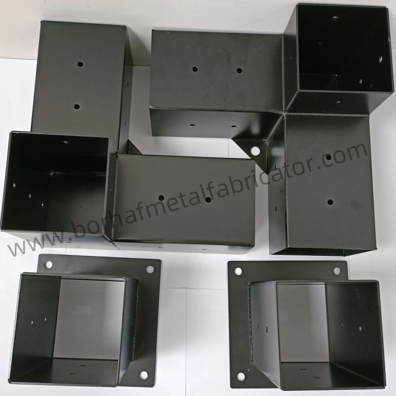 Heavy-Duty Metal Fence Post Base with Black Powder Coating Bracket Steel Material