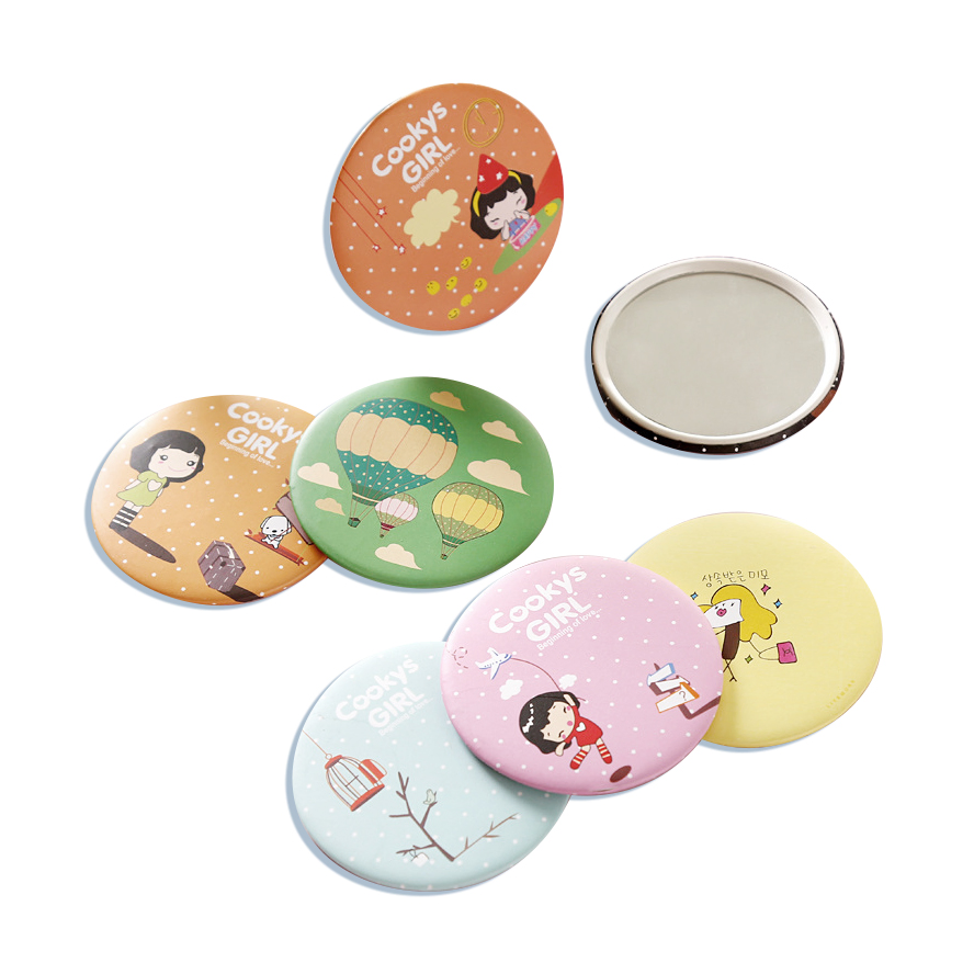 Mini Makeup Mirror Korean Cute Cartoon Cermin Round Portable Pocket Mirror Hand Gifts Pocket Mirror for Women