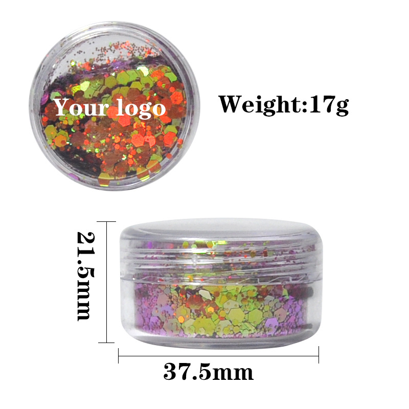 Non-Toxic Holographic Color Loose Glitter Flakes Cosmetic Face Hair Chunky Glitter