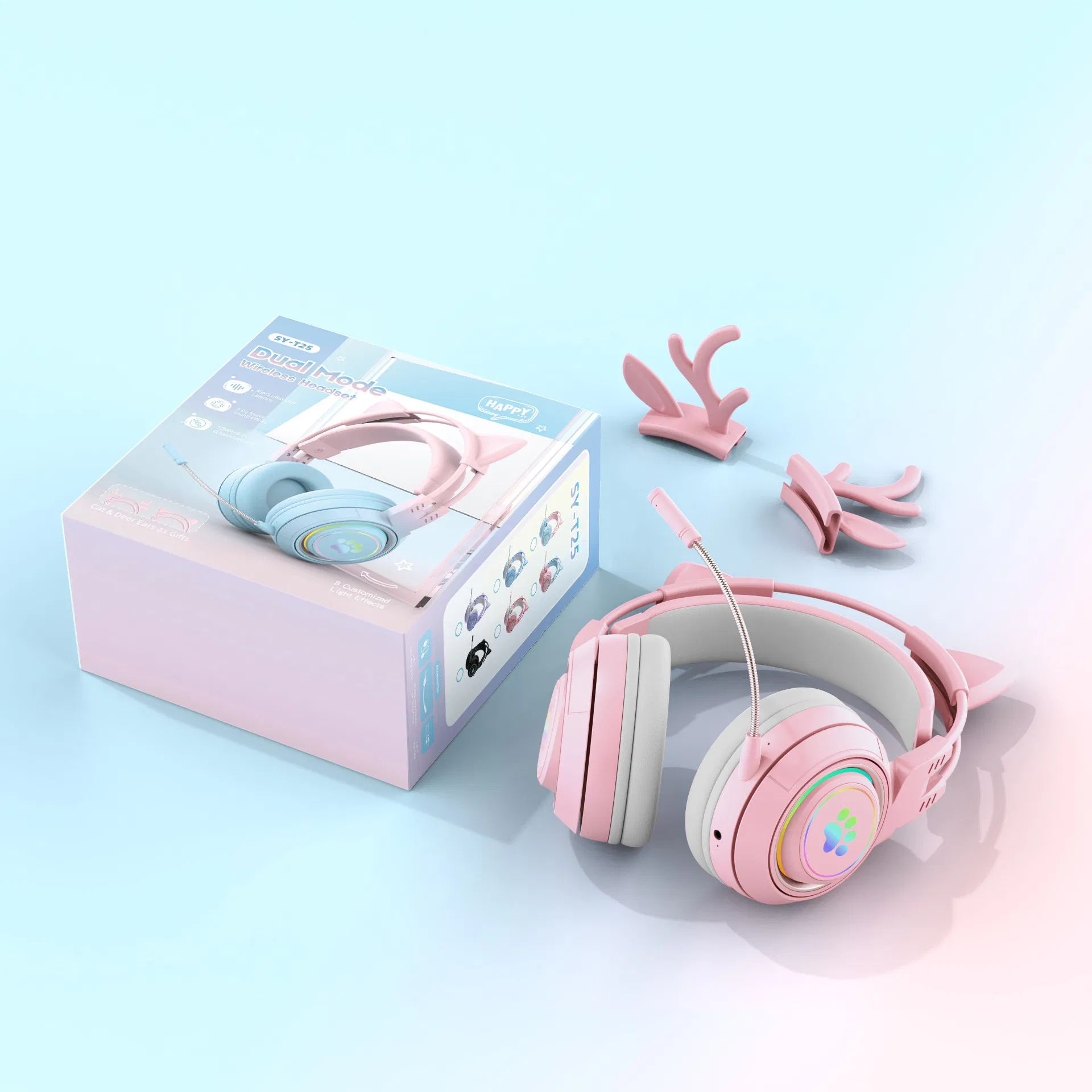 Складная Bluetooth гарнитура с RGB-подсветкой для игр