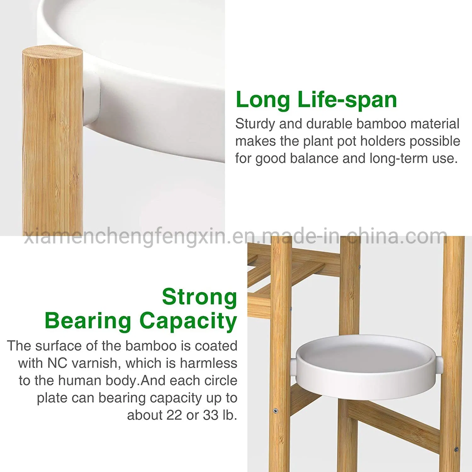 Elegant Bamboo Plant Stand for Indoor Decor, 3-Tiered Design