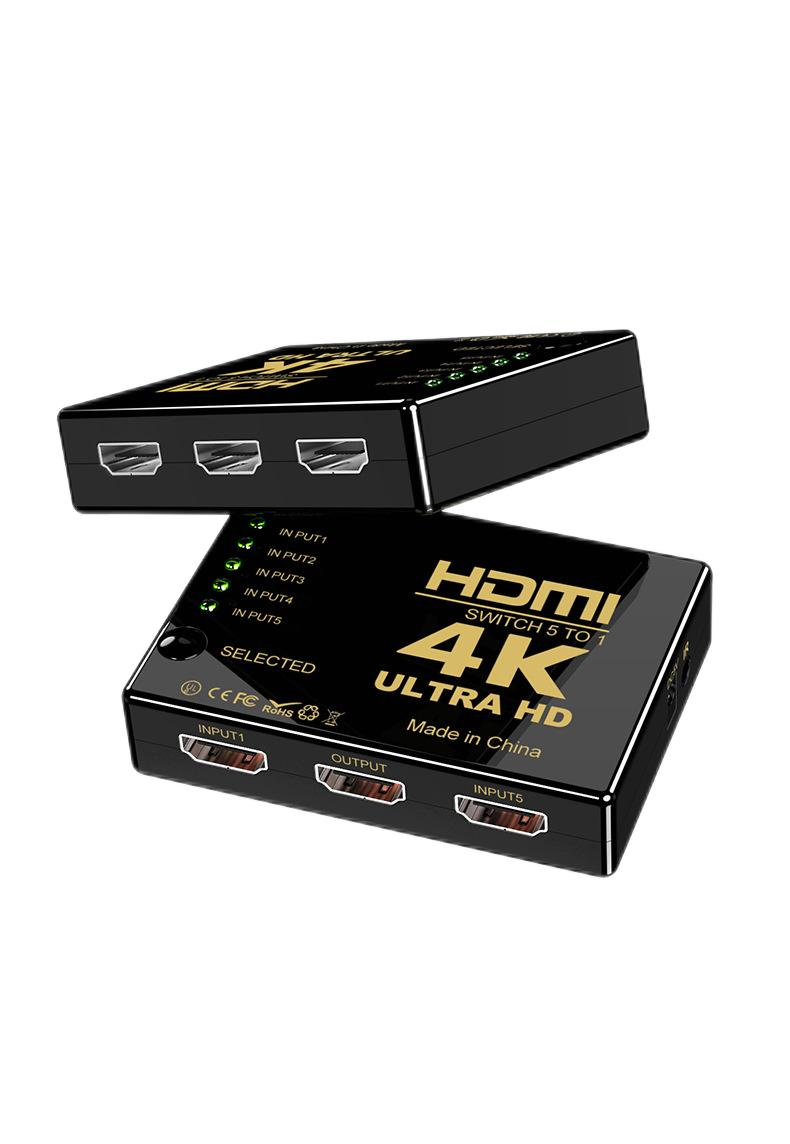 5 Input in 1 Output HDTV Switcher 4K Video Playing with Remote