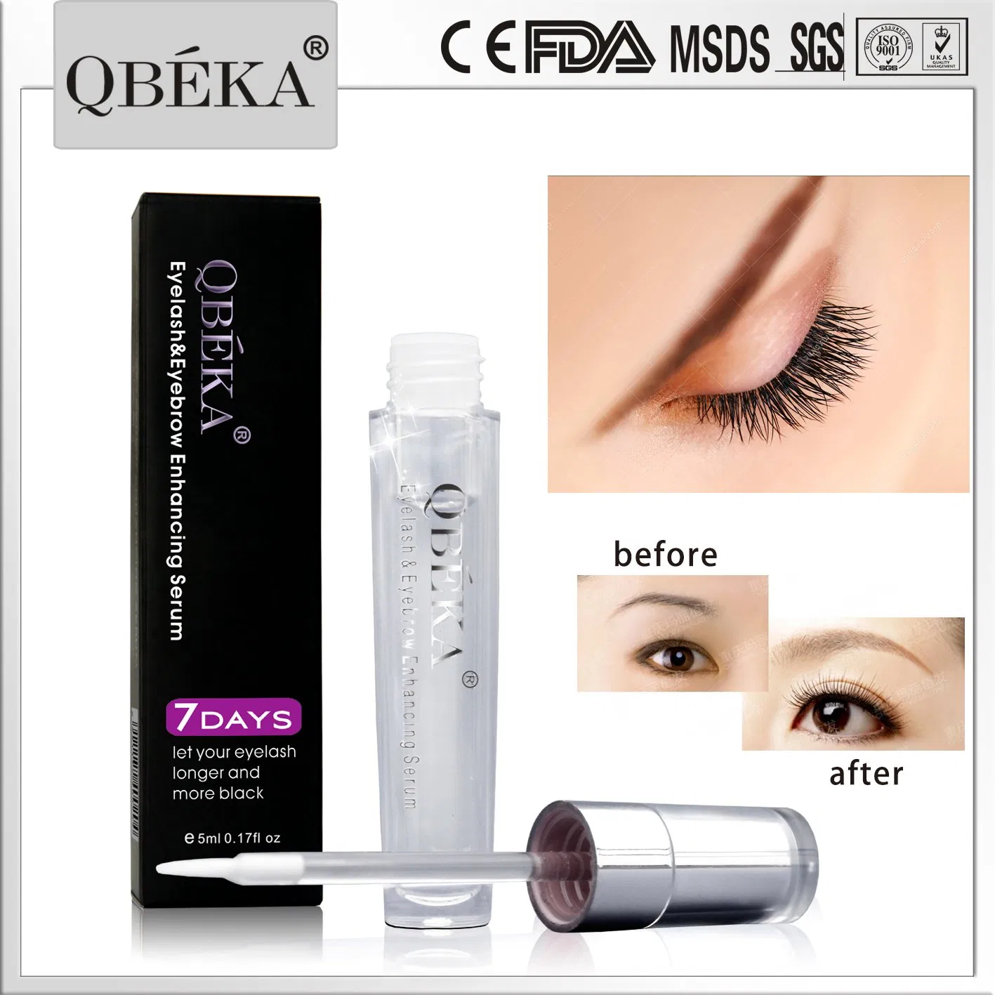 Most Effective QBEKA Eyelash & Eyebrow Enhancing Serum Lashes Grow Product