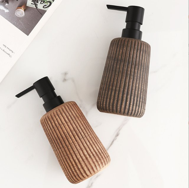 Vintage Creative Ceramic Vertical Striped Lotion Dispenser Bottle 400ml