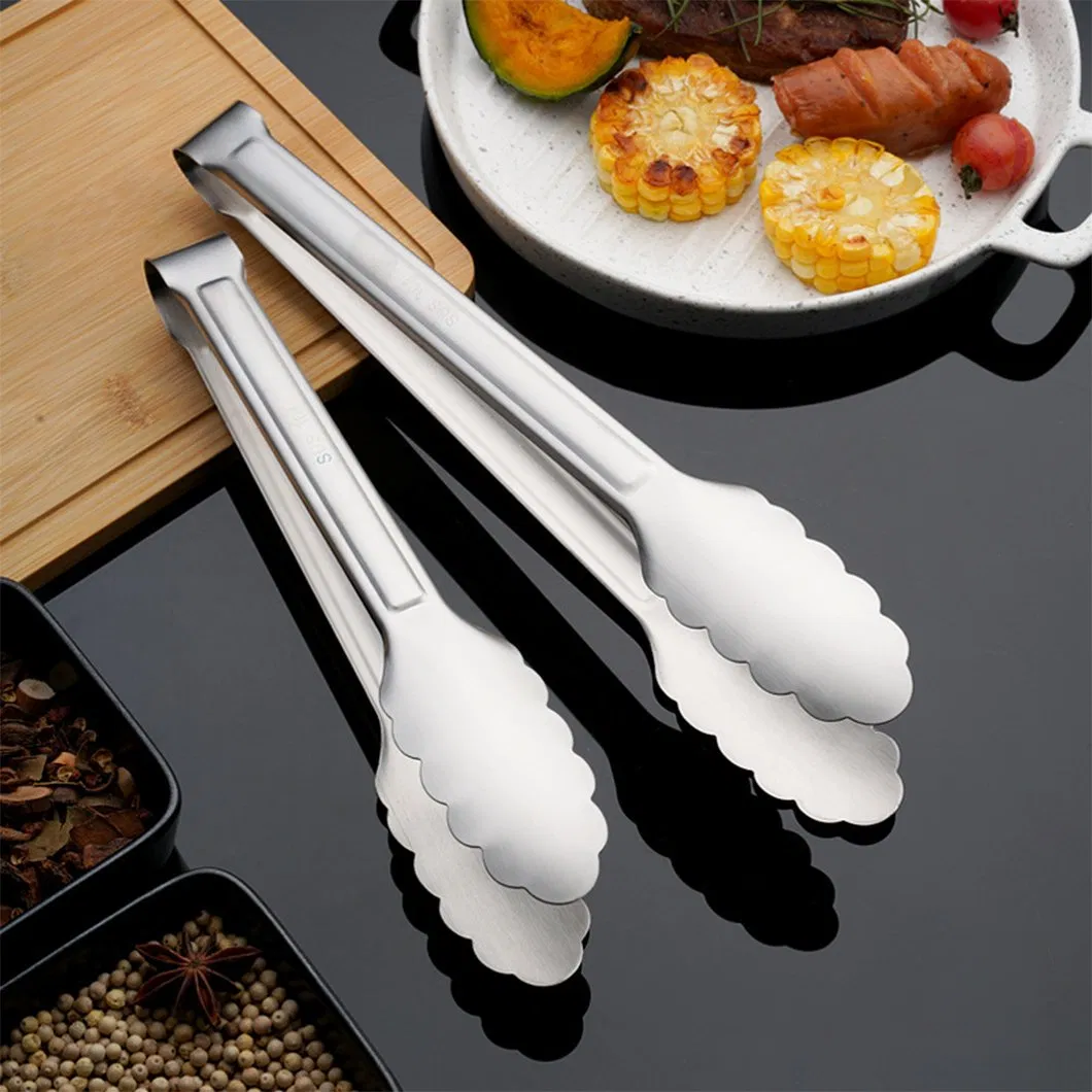 Stainless Steel BBQ Cooking Grilling Food Tongs Kitchen Utensils Stainless Steel Kitchen Tongs