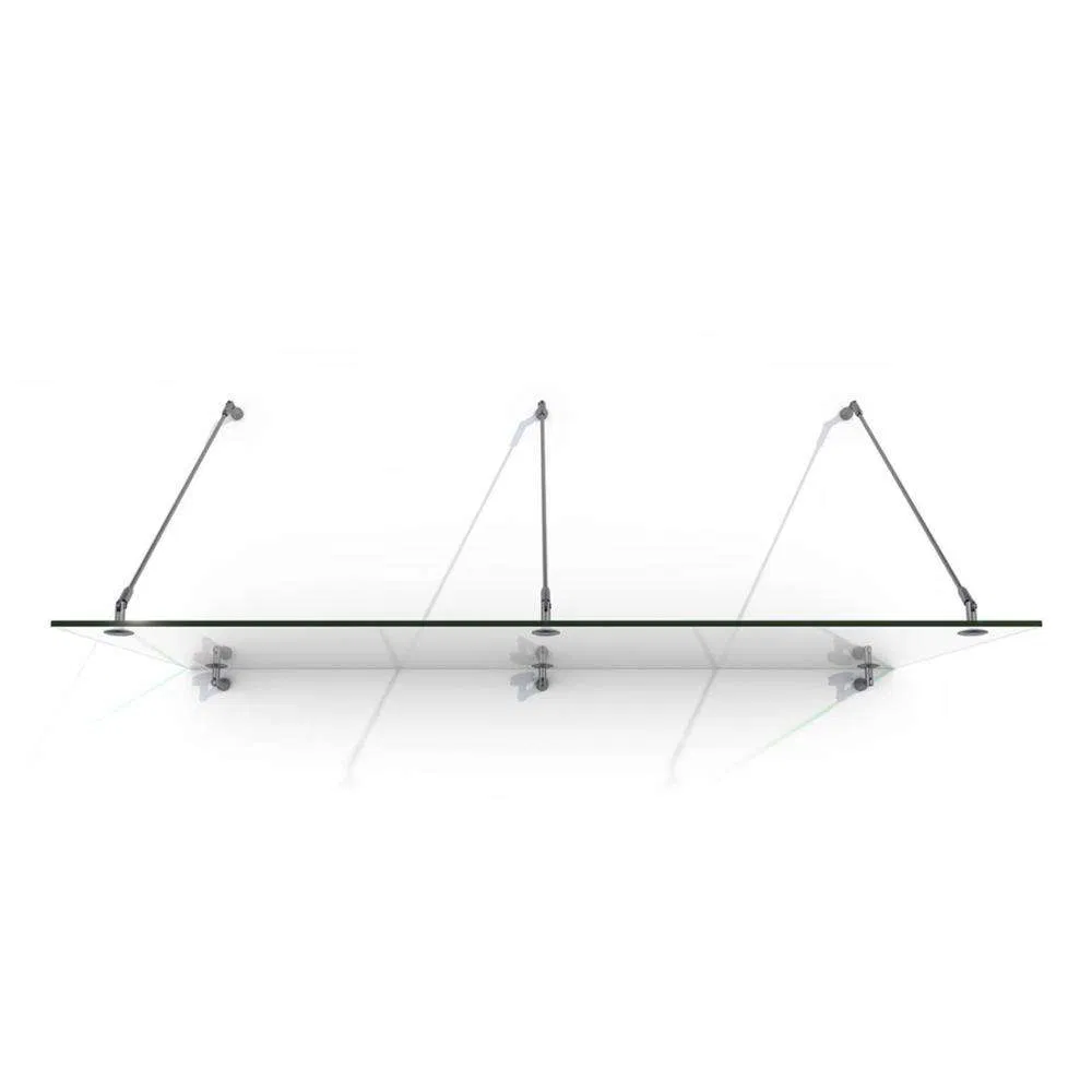 Custom Front Door Glass Canopy Awning Satin Hardware