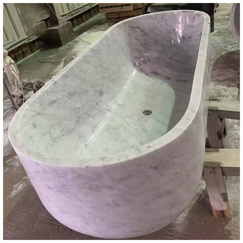 Freestanding Bianco Carrara White Marble Hotel Soaking Tubs