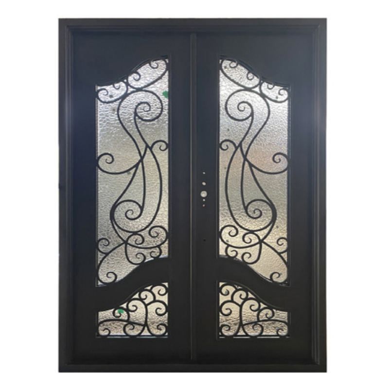 Europe Style Main Entrance From Doulbe Wrought Iron Security Metal Armored Double Single Steel Door for Exterior
