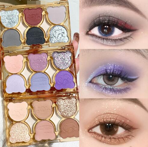 Six-Color Cool Broken Diamond Pink Purple Blue Eyeshadow Palette